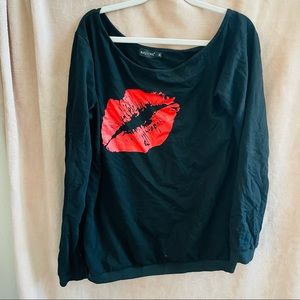 Magicmk black long sleeve with lips print